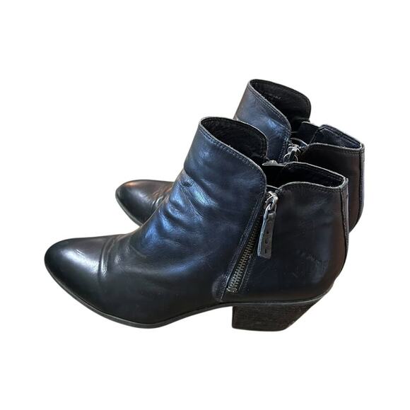 Frye Judith Zip Boot Black leather double zip stacked heel women's size 10 - Picture 5 of 13